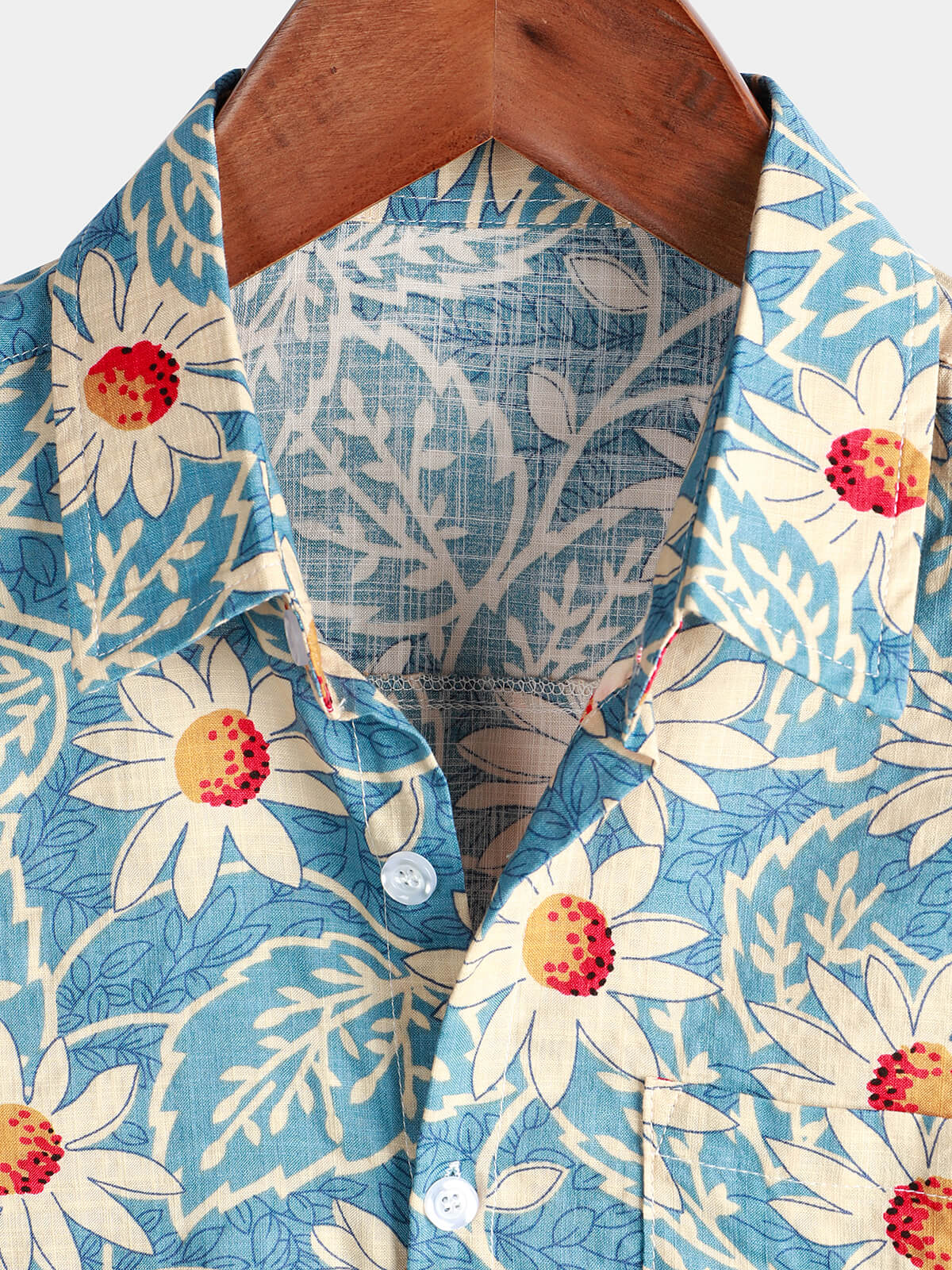 Herren Blumenmuster Baumwolle Kurzarmhemd