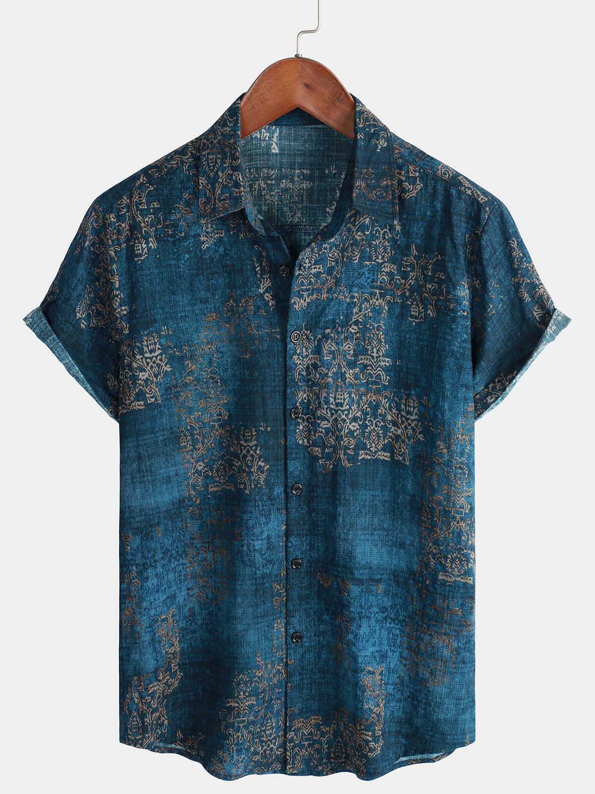 Herren Kurzärmliges Sommerhemd Blau