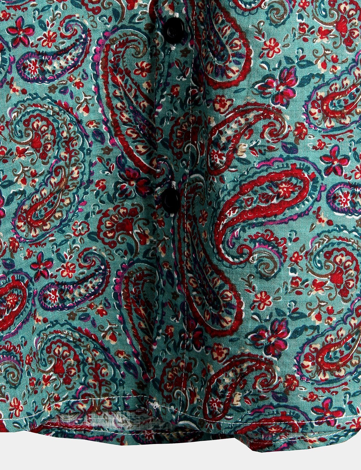 Herren Retro Sommer Paisley Hemd mit kurzen Ärmeln