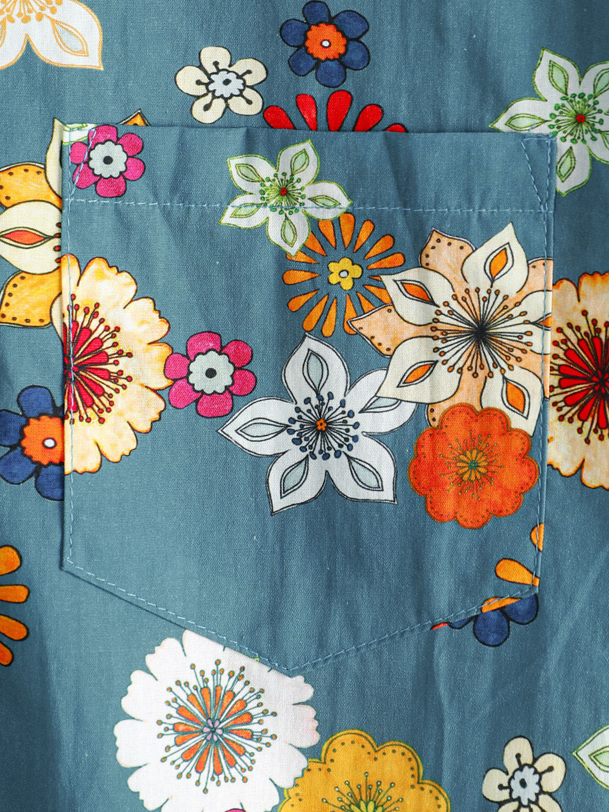 Herren Baumwolle Hawaii-Kurzarmhemd mit Blumenmuster