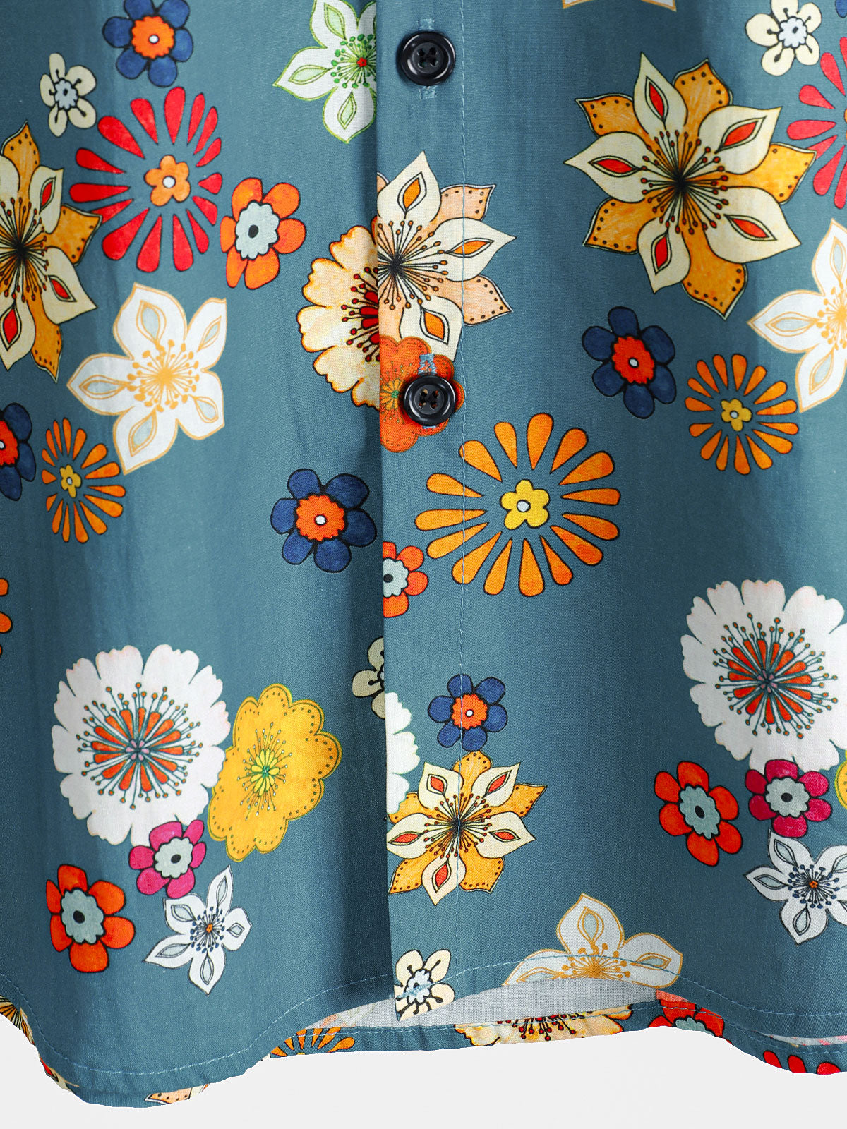Herren Baumwolle Hawaii-Kurzarmhemd mit Blumenmuster