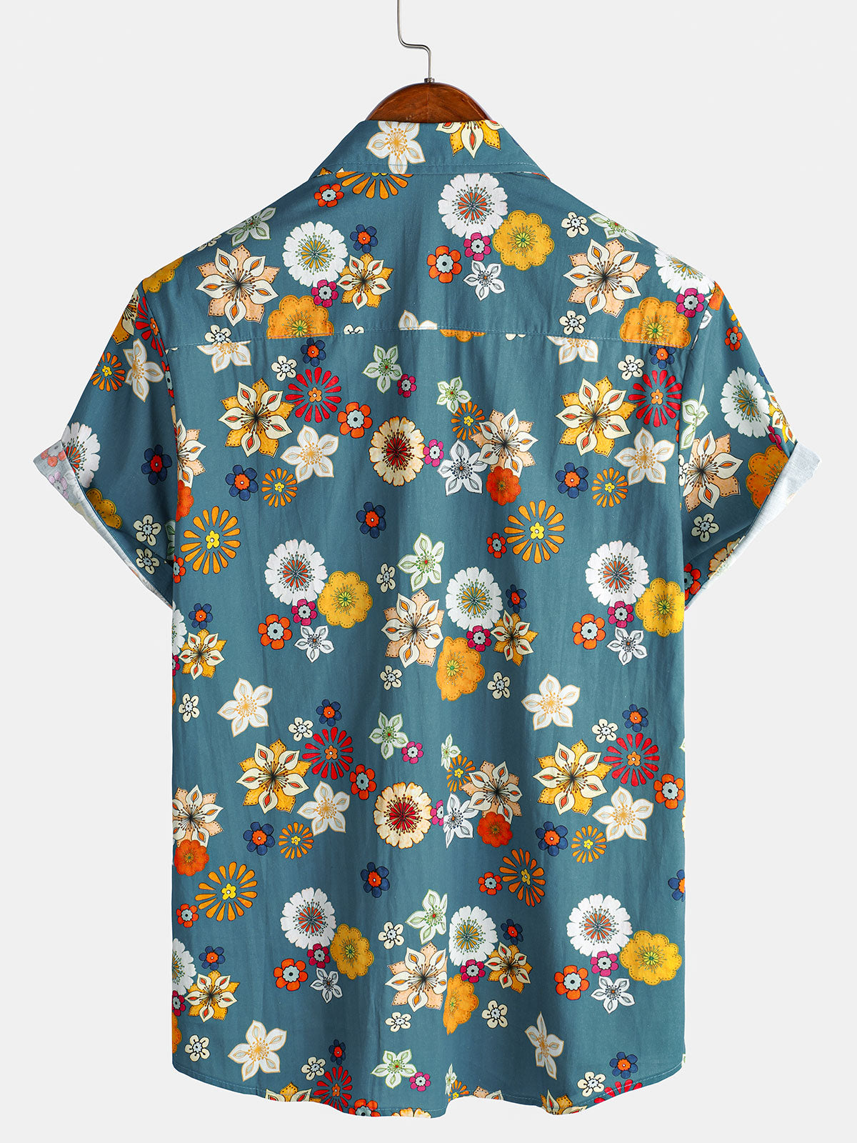 Herren Baumwolle Hawaii-Kurzarmhemd mit Blumenmuster