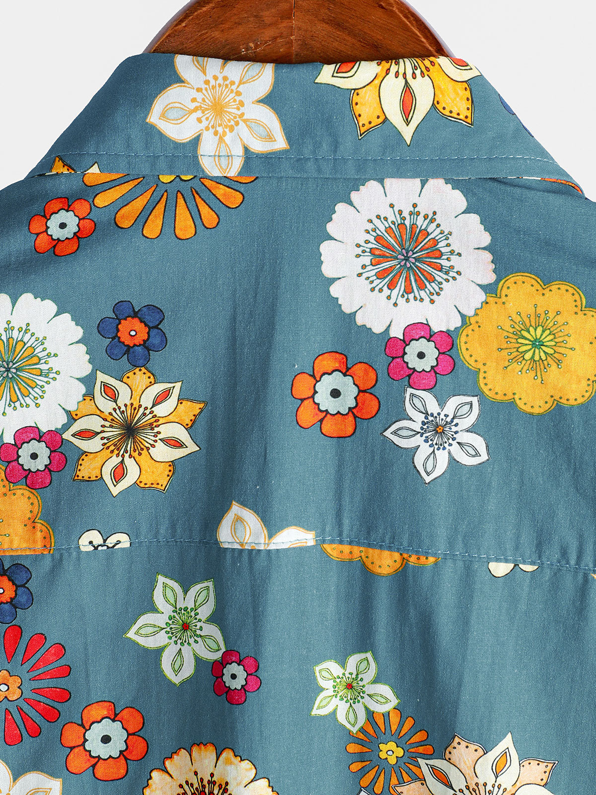 Herren Baumwolle Hawaii-Kurzarmhemd mit Blumenmuster