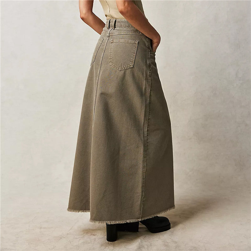 Eden Laurel – Gonna maxi in denim leggero