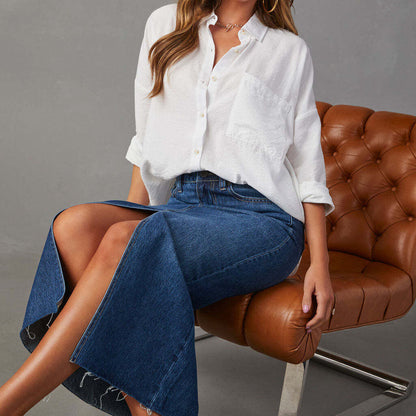 Celine – Gonna midi in denim strutturato