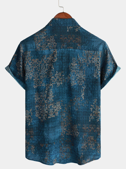Herren Kurzärmliges Sommerhemd Blau