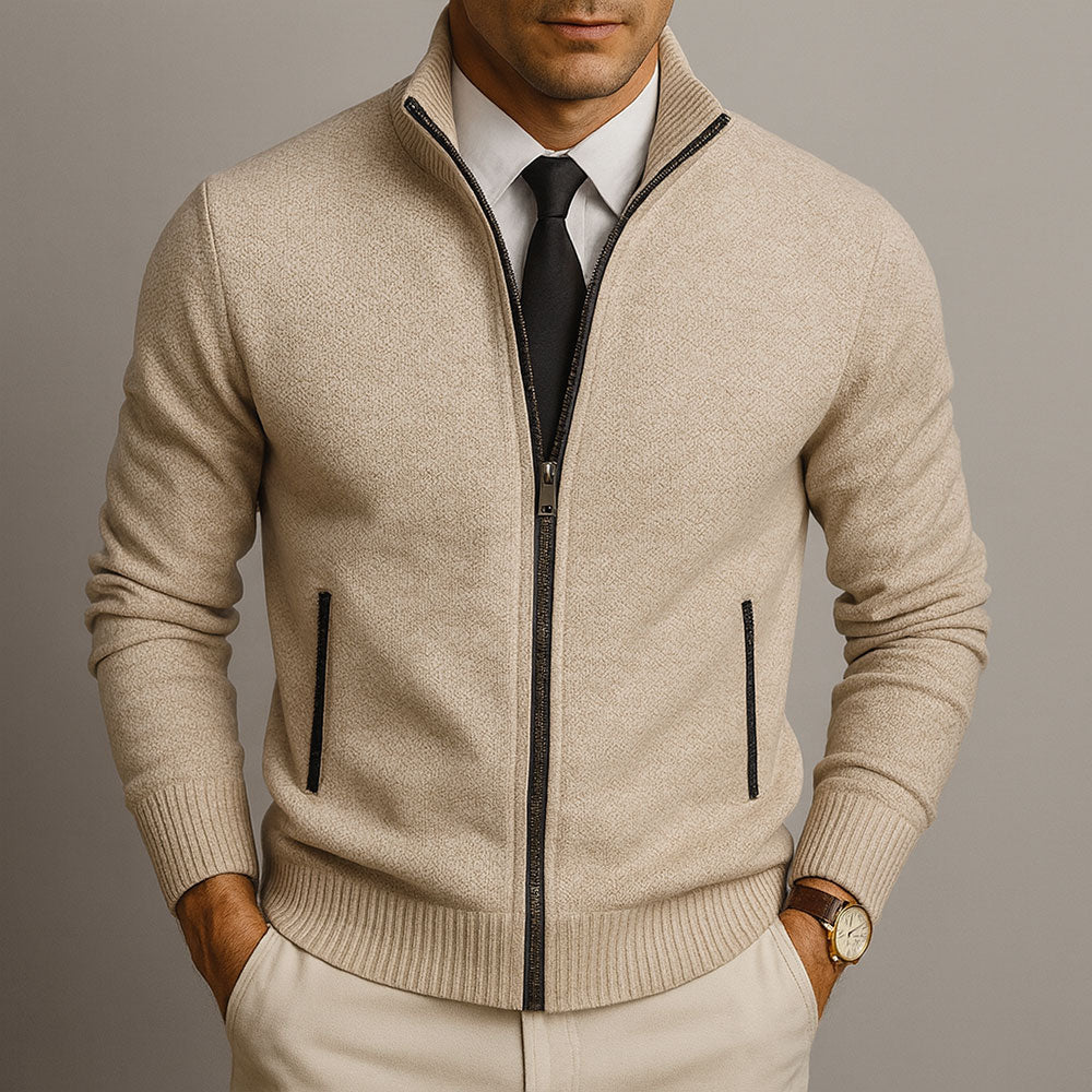 Napoleone – Cardigan con cerniera in lana merino