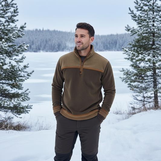 Stanley - Maglione militare da uomo in pile di agnello in stile aviatore