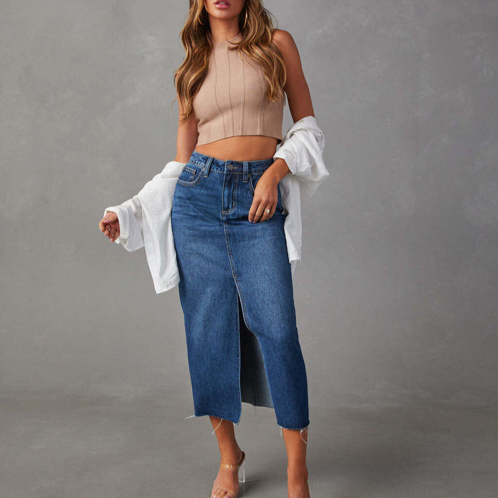 Celine – Gonna midi in denim strutturato
