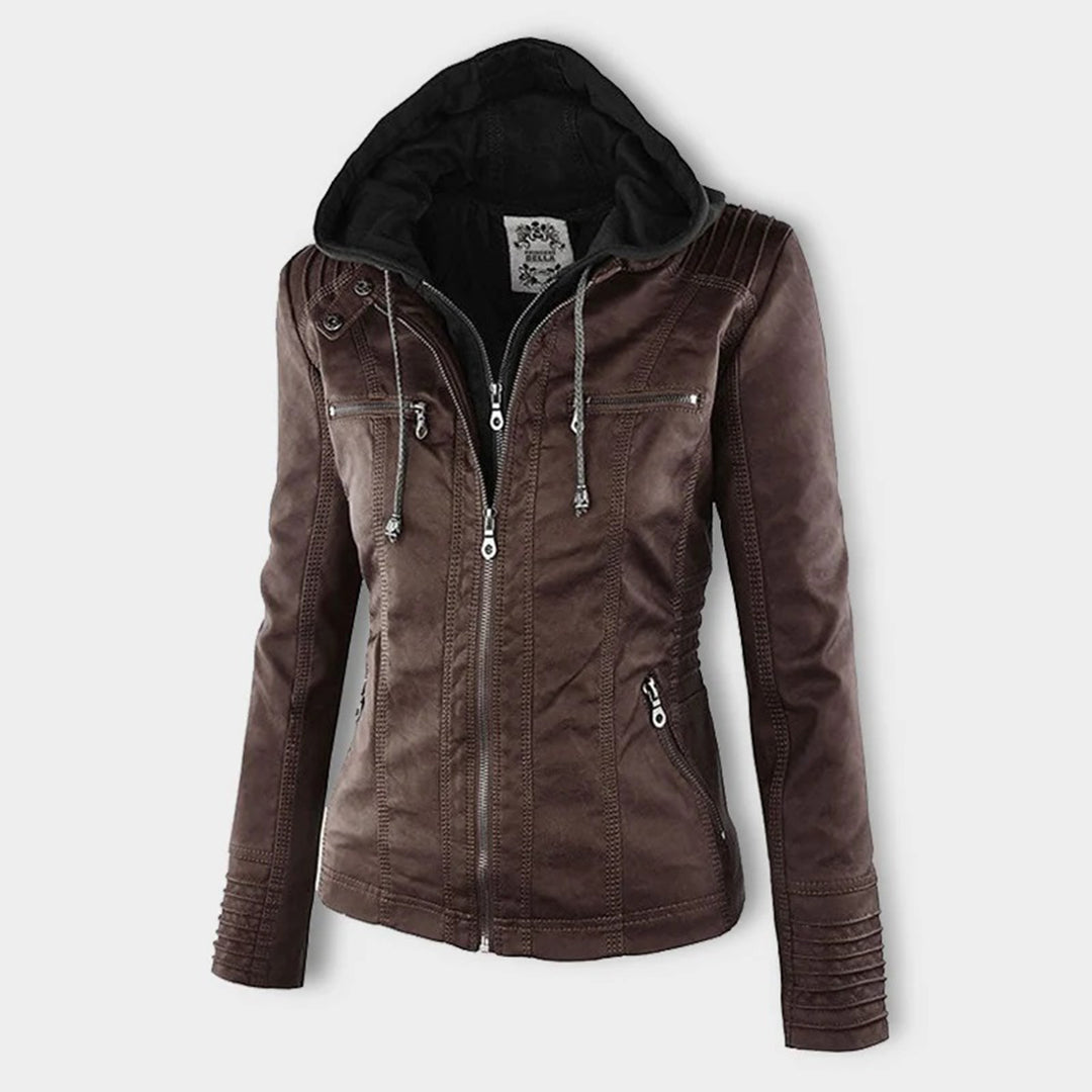 Selene – Giacca marrone con cappuccio (fit regolare)