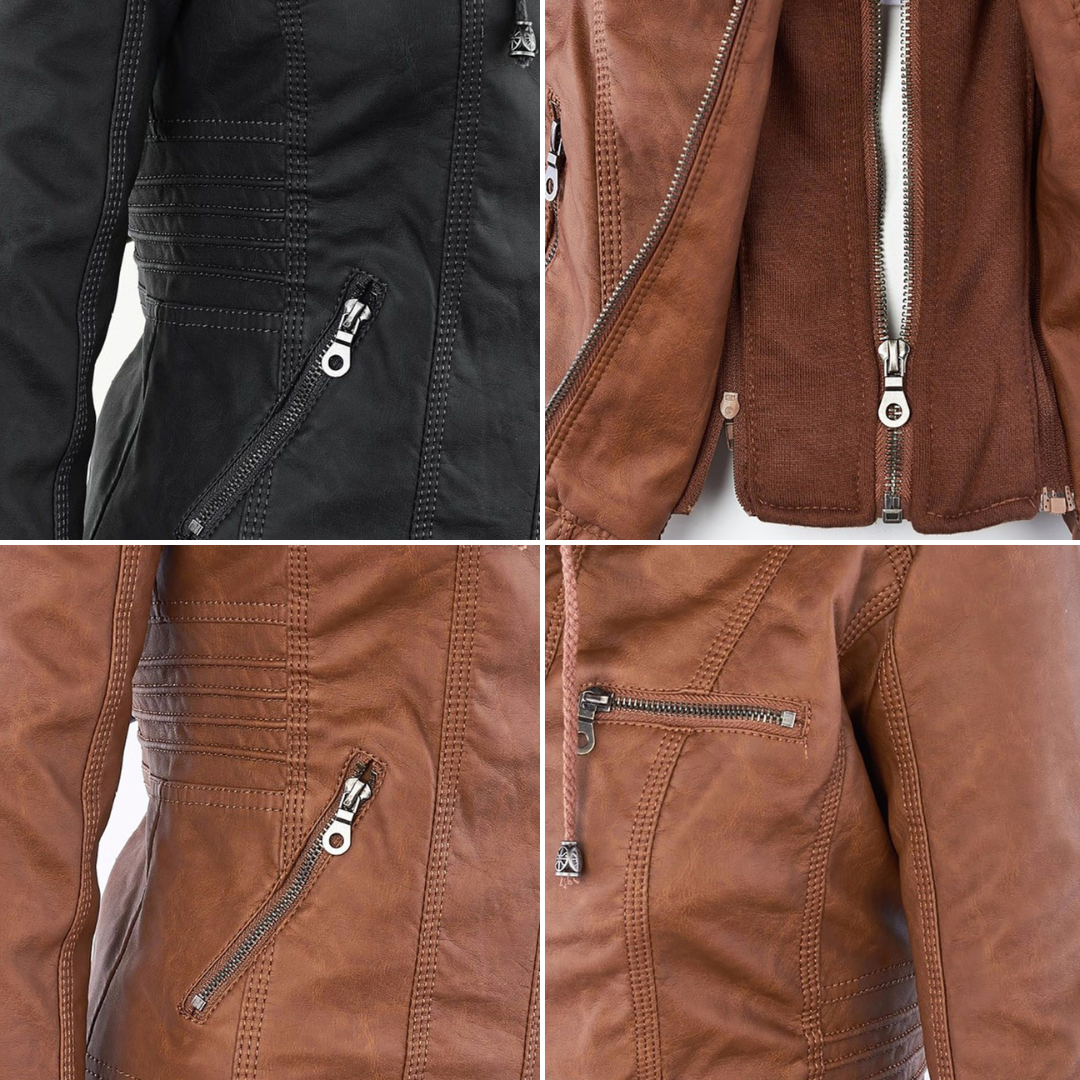 Selene – Giacca marrone con cappuccio (fit regolare)