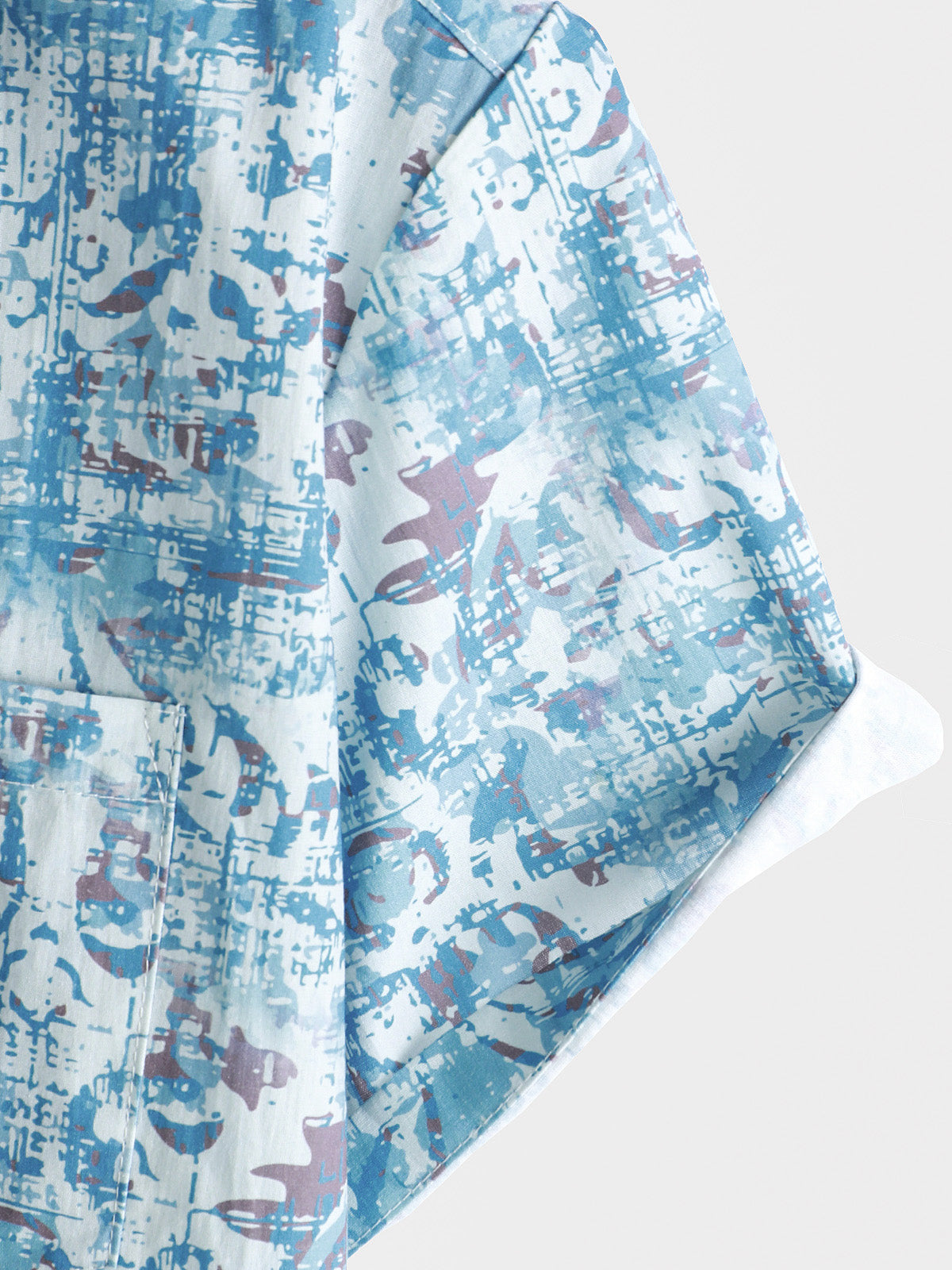 Herren Kurzarmhemd aus Baumwolle mit Blumendruck Blau