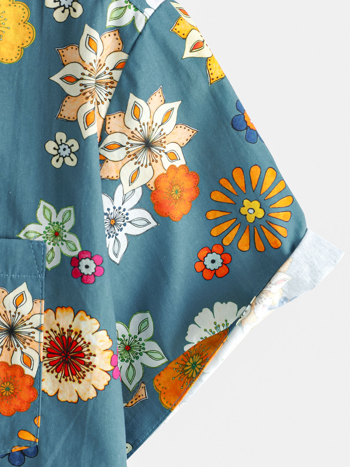 Herren Baumwolle Hawaii-Kurzarmhemd mit Blumenmuster