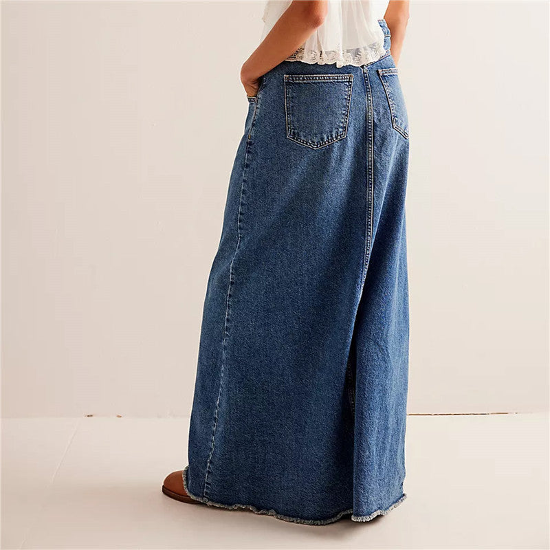 Eden Laurel – Gonna maxi in denim leggero
