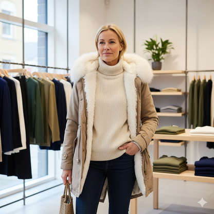 Amalie – Giacca invernale con cappuccio e faux fur