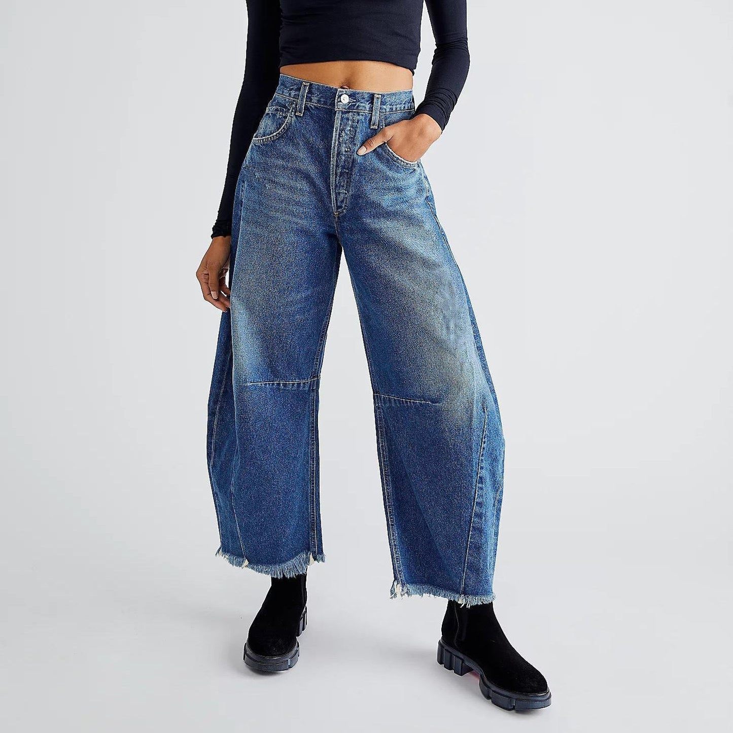 Eden – Jeans in denim a vita alta a gamba larga