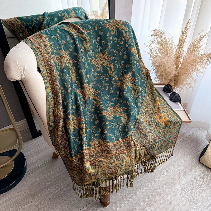 Tania™ – Sciarpa Pashmina Spessa con Frange