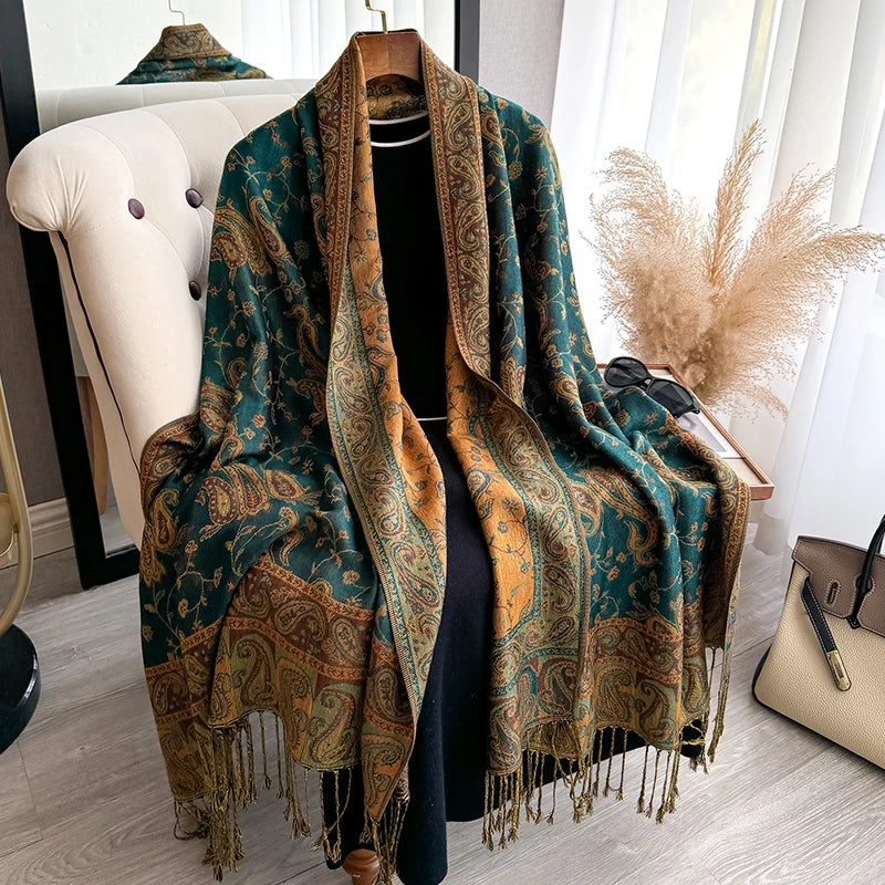 Tania™ – Sciarpa Pashmina Spessa con Frange