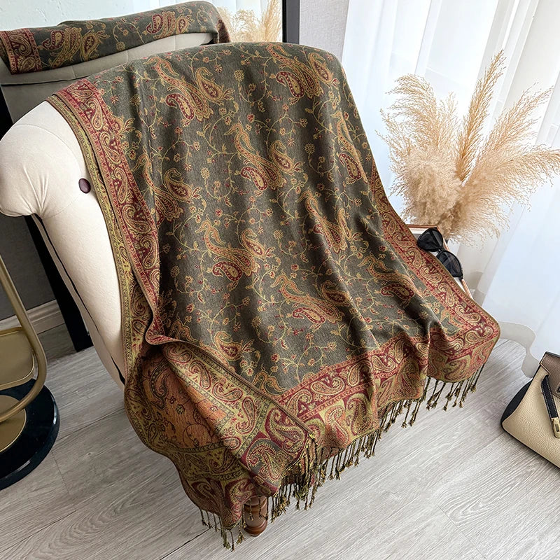 Tania™ – Sciarpa Pashmina Spessa con Frange