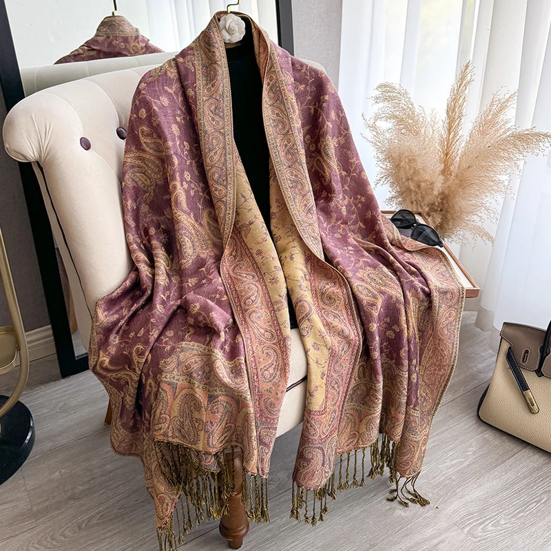 Tania™ – Sciarpa Pashmina Spessa con Frange