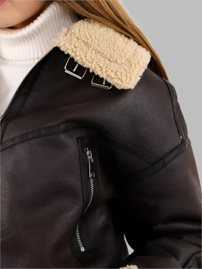 Karen – Giacca shearling calda con cintura (fit avvolgente)