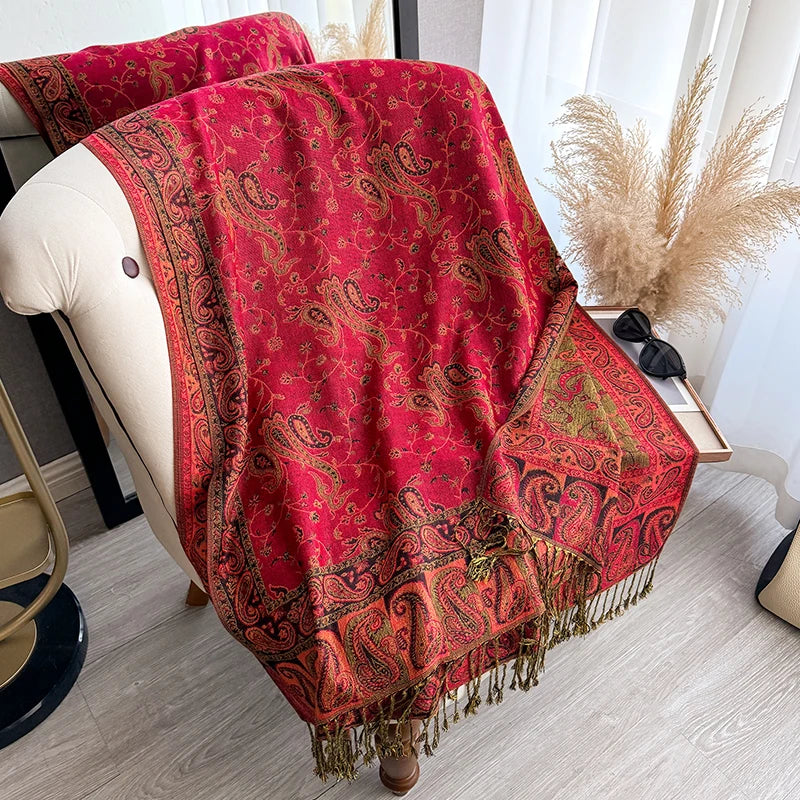 Tania™ – Sciarpa Pashmina Spessa con Frange