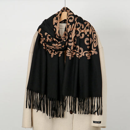 Penelope™ – Sciarpa Pashmina Invernale Ricamata a Fiori