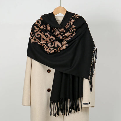 Penelope™ – Sciarpa Pashmina Invernale Ricamata a Fiori