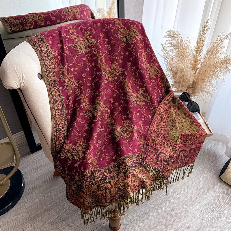 Tania™ – Sciarpa Pashmina Spessa con Frange