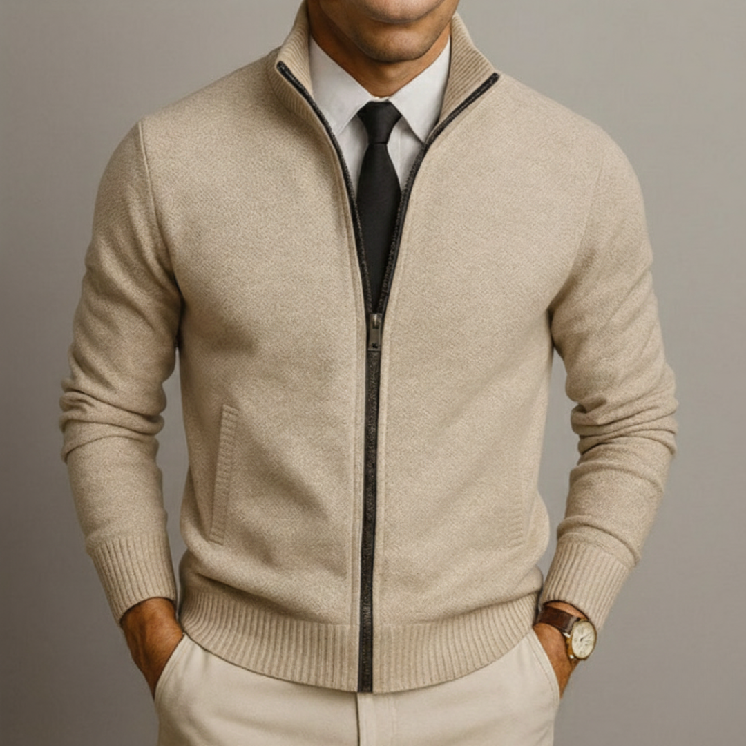 Jake – Cardigan con cerniera in lana merino
