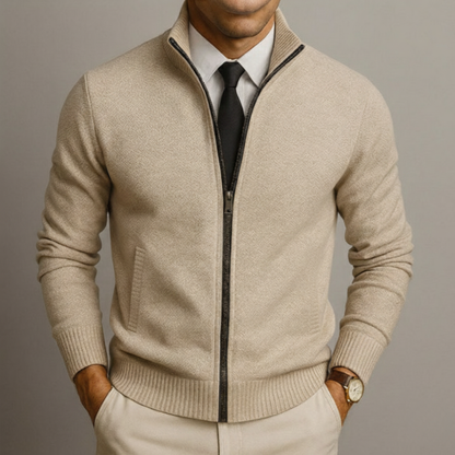 Jake – Cardigan con cerniera in lana merino