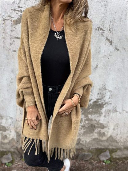 Alora – Cappotto da donna a maniche lunghe con frange