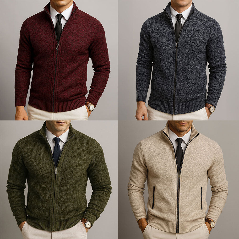 Napoleone – Cardigan con cerniera in lana merino