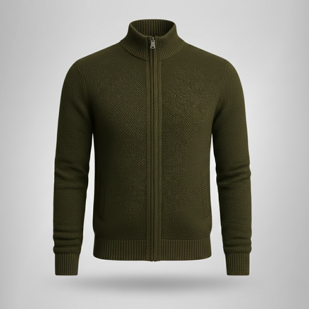 Jake – Cardigan con cerniera in lana merino